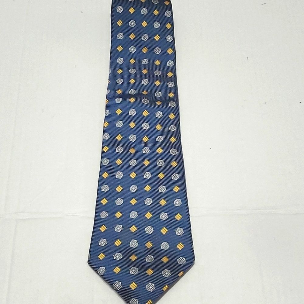 Tommy Hilfiger Blue Geometric Business Office Event 100% Imported Silk Tie